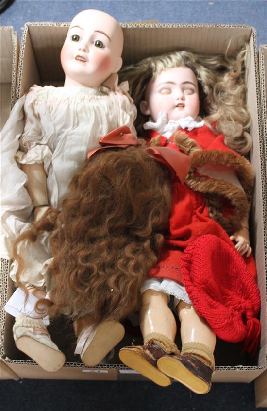 A Dep doll, hairline, 19in. replaced finger and a Limoges doll, vintage clothes, 20in.